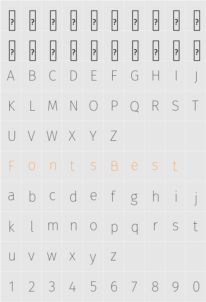 Fira Sans Thin Character Map