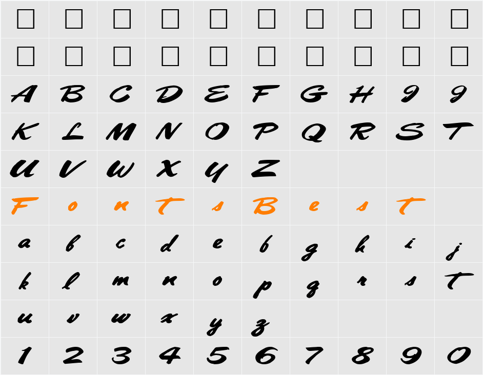 BestShotText56 ttext Character Map