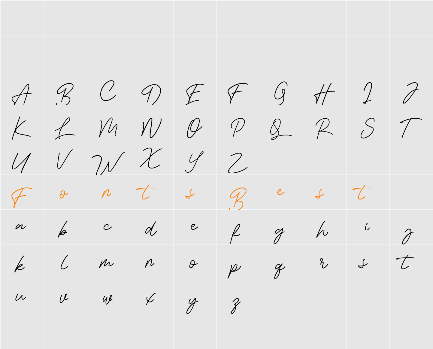 Bessita Handwriting Free Character Map