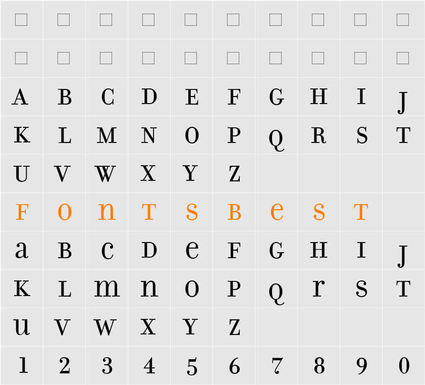 FilosofiaUnicase Character Map