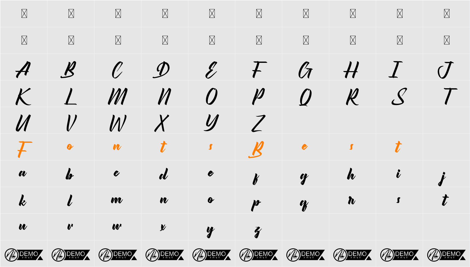 Beckley Demo Character Map