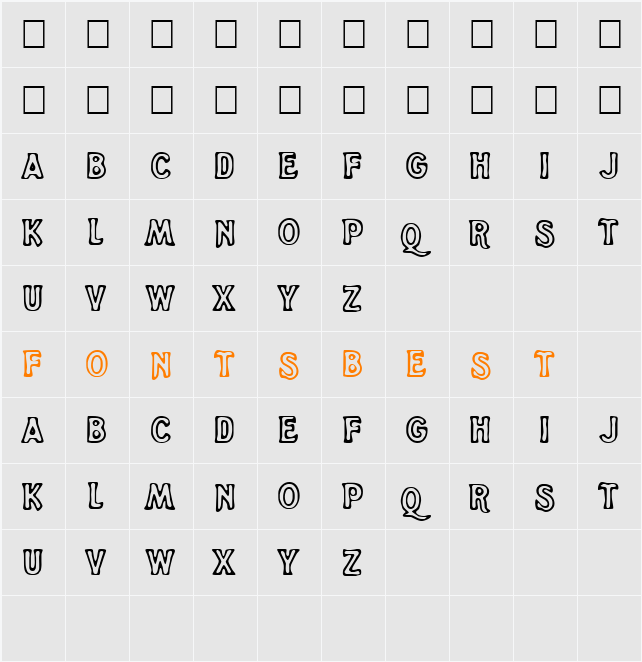 Dandelion TextOnly Hollow Character Map