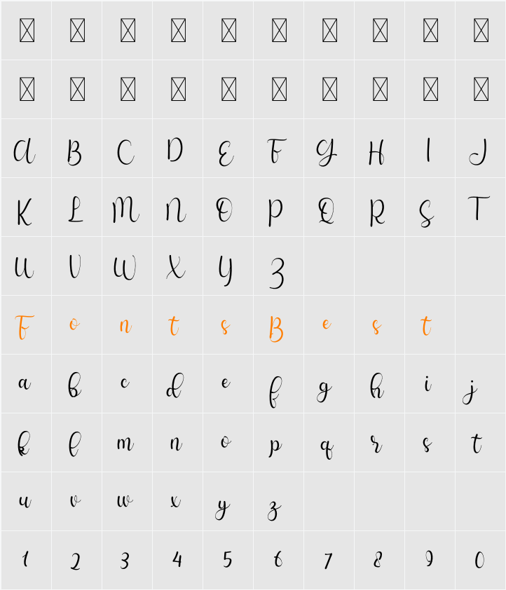 Adynda Character Map