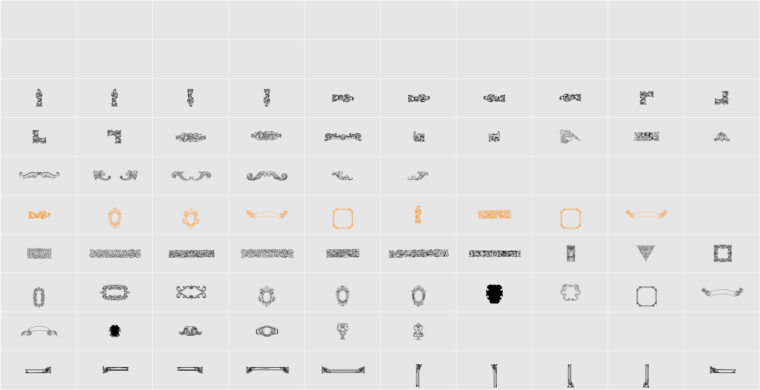 Mortised Ornaments Free Character Map