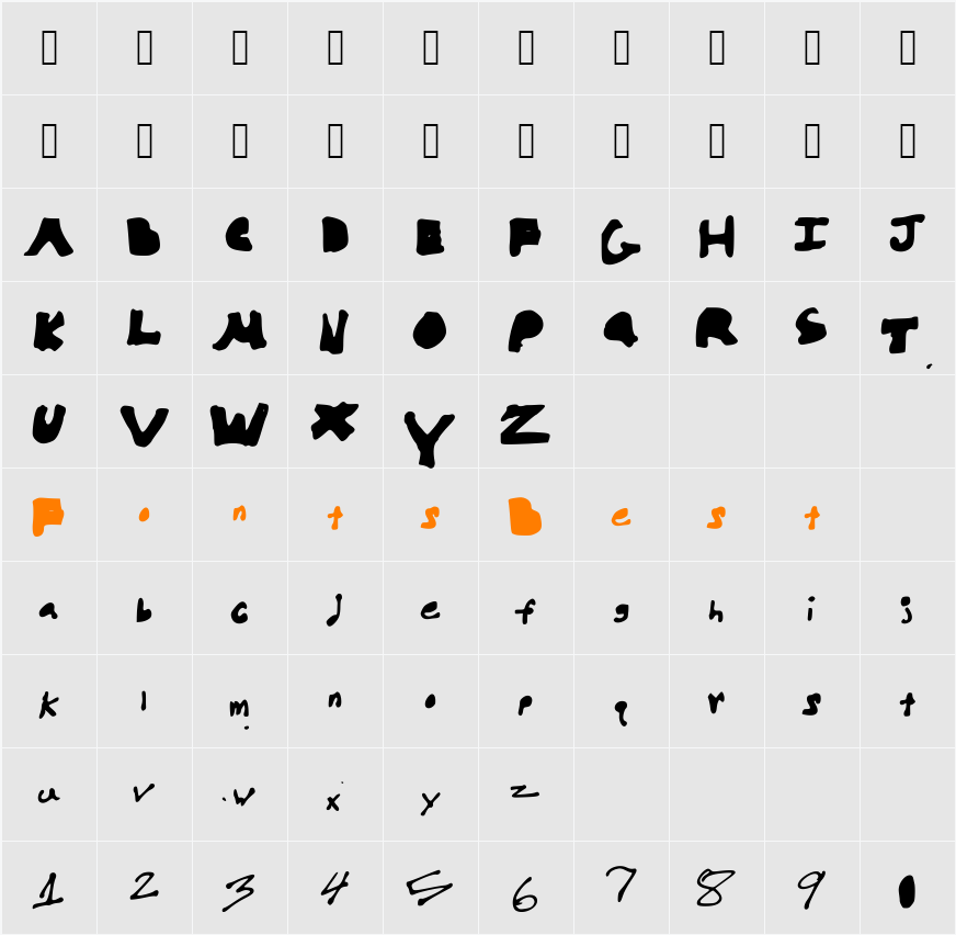 HelloBrock Character Map