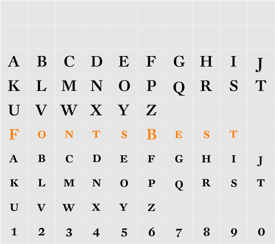 DTL Fleischmann D Caps Character Map