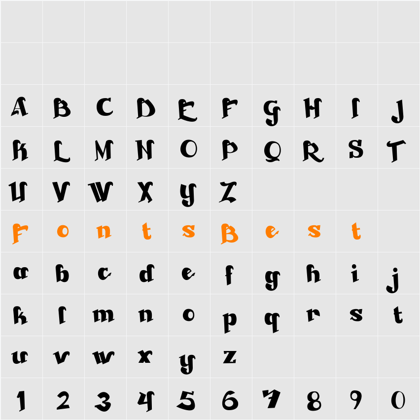 Beckasin Character Map