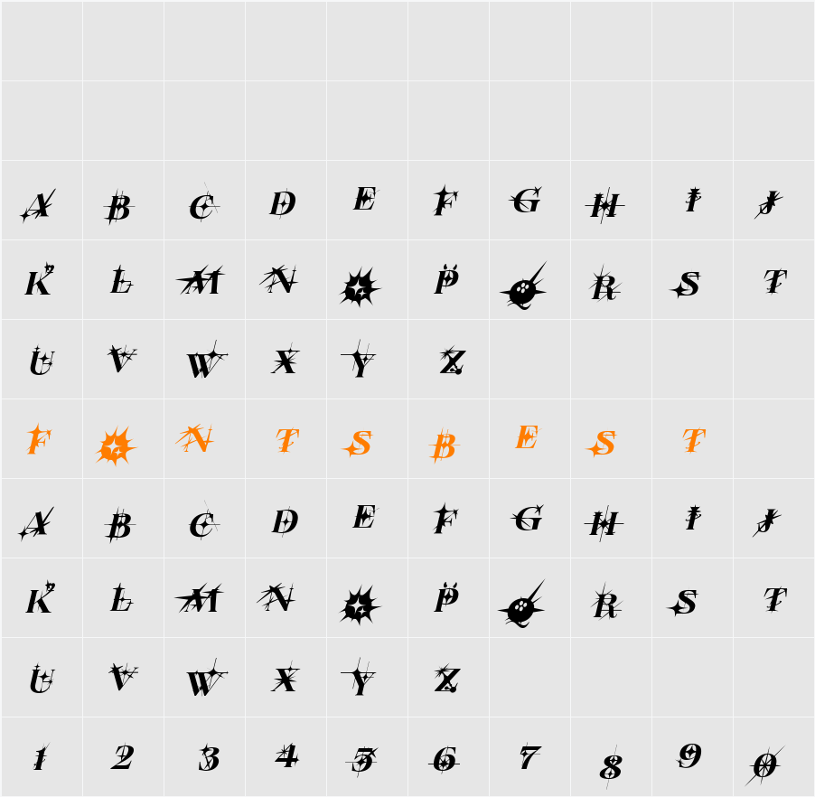 CHETKIY TYPEFACE ITALIC Character Map