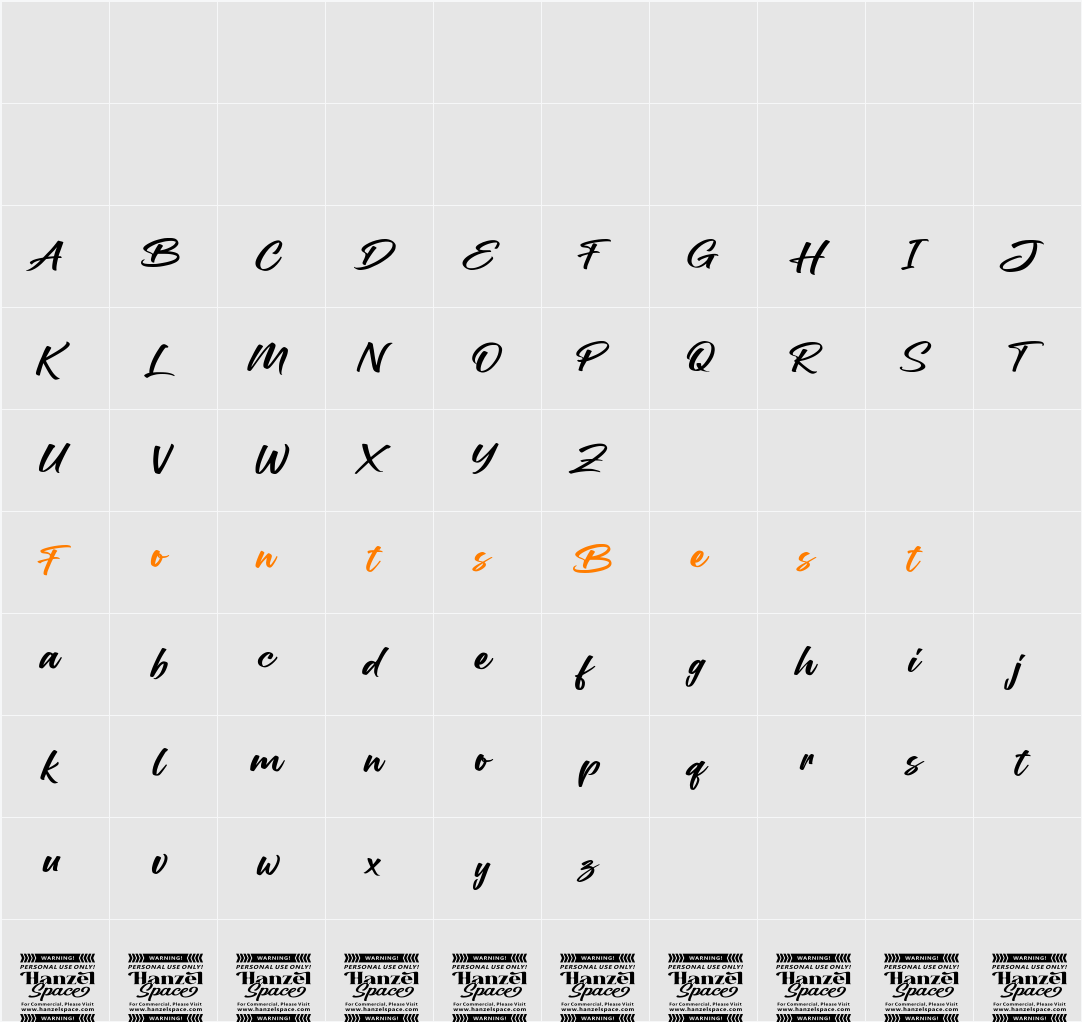 Ballerick Script Character Map