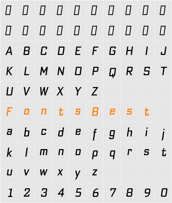 Bank Sans EF CY Condensed Character Map