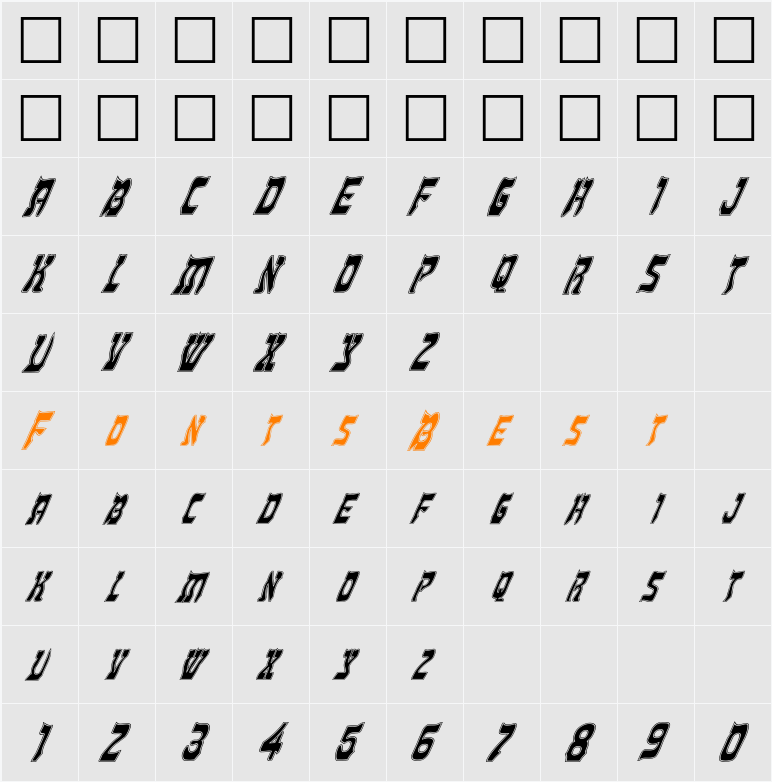 FZ UNIQUE 27 CONTOUR ITALIC Character Map