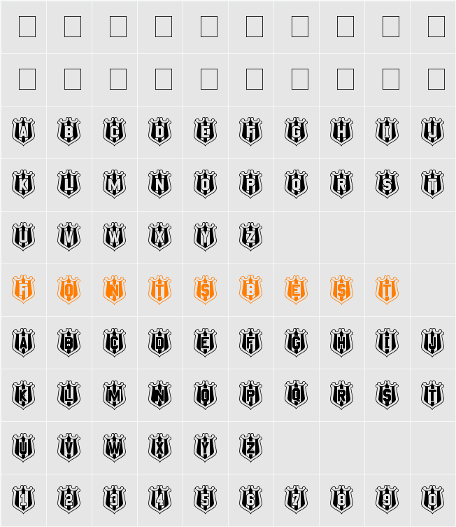 NUFC Shield Character Map