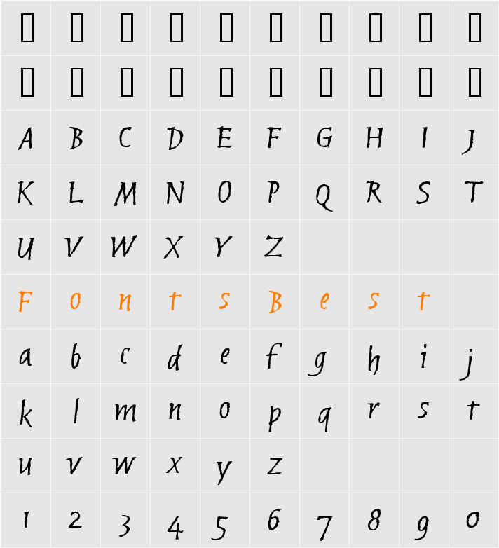 Brubeck AH Character Map