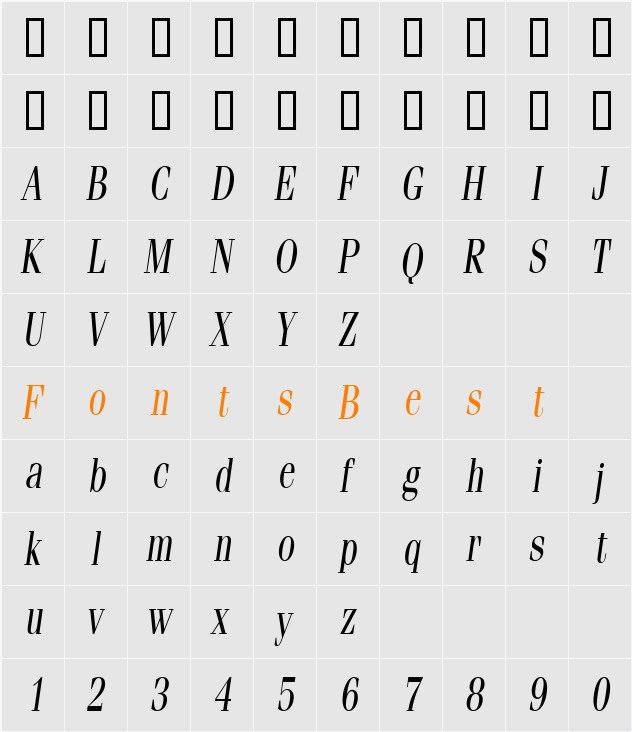 FeliciaCondensed Character Map