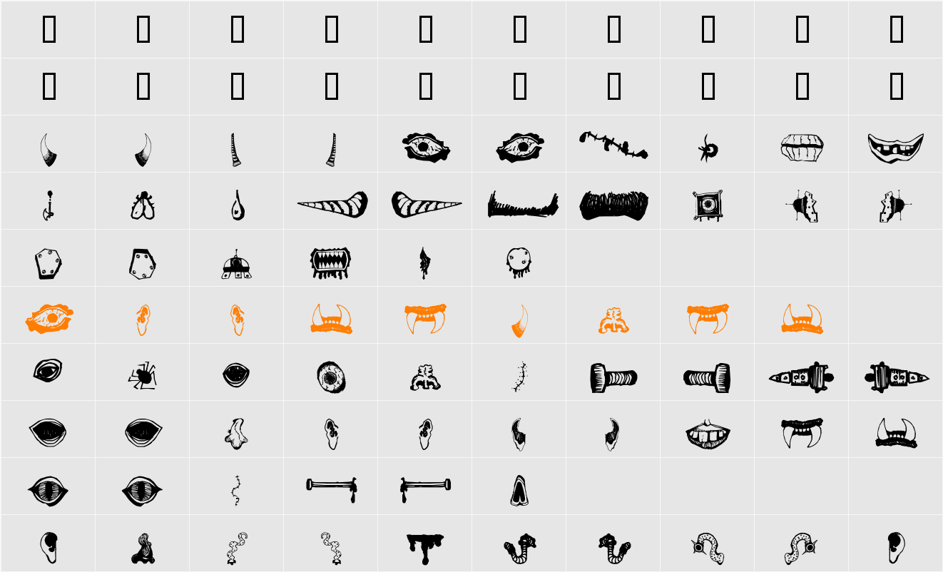 MonsterMasher Character Map
