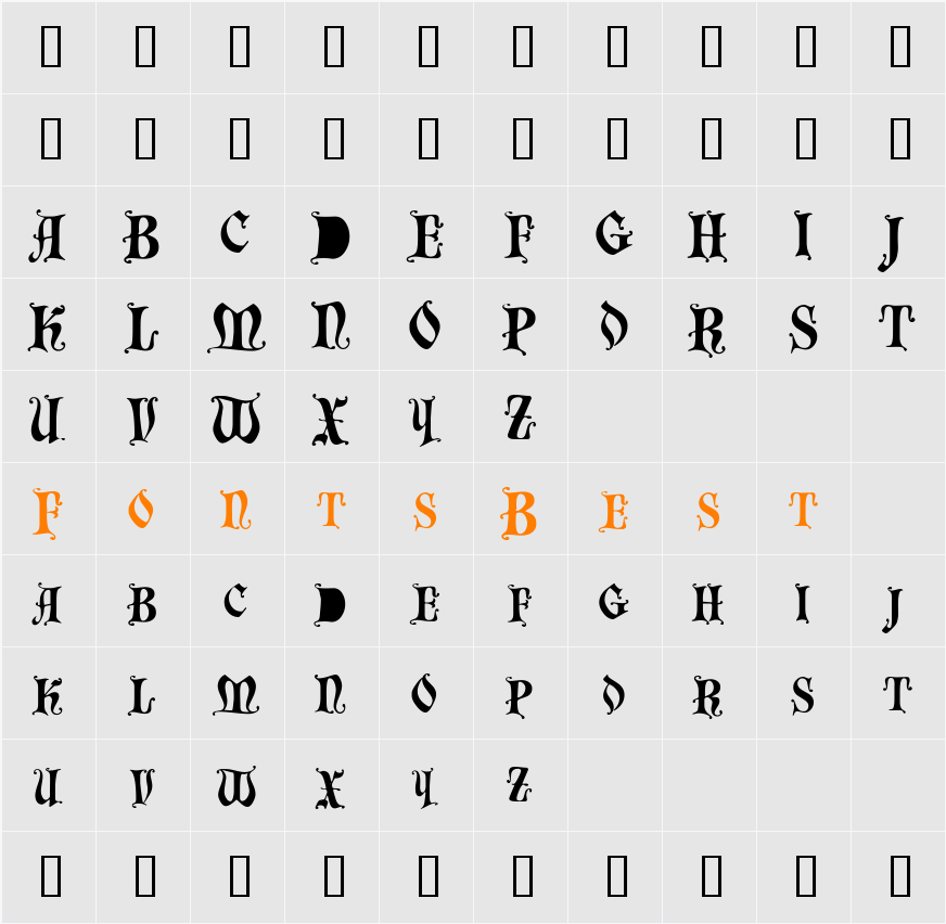 BastogneSCapsSSK Character Map