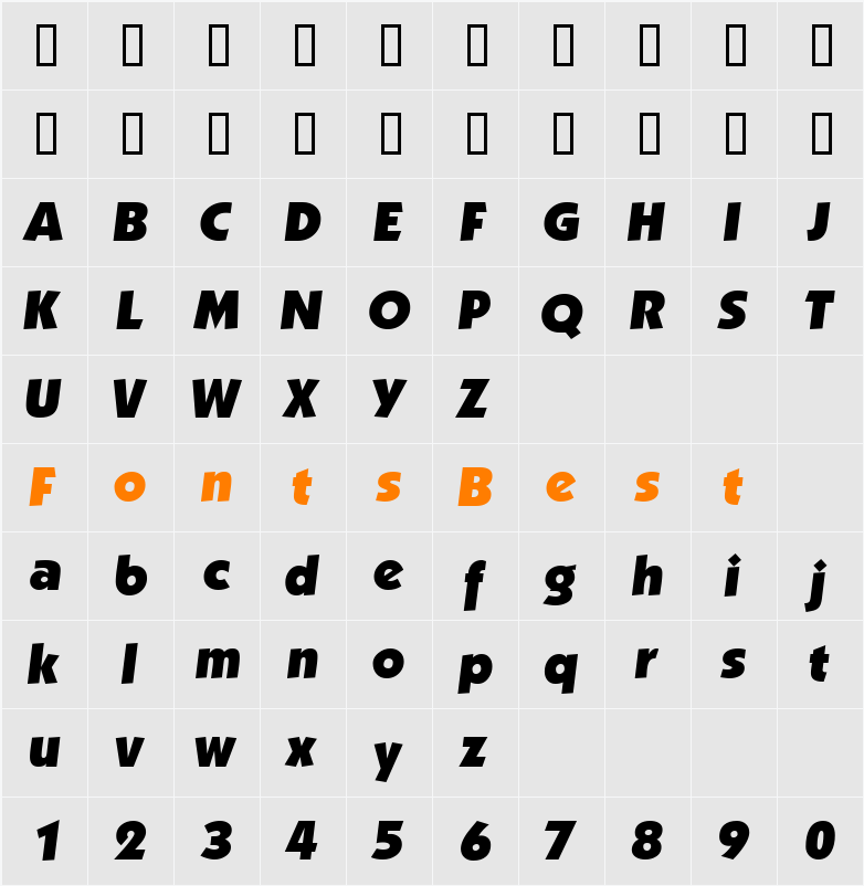 AnakeimDisplaySSi Character Map