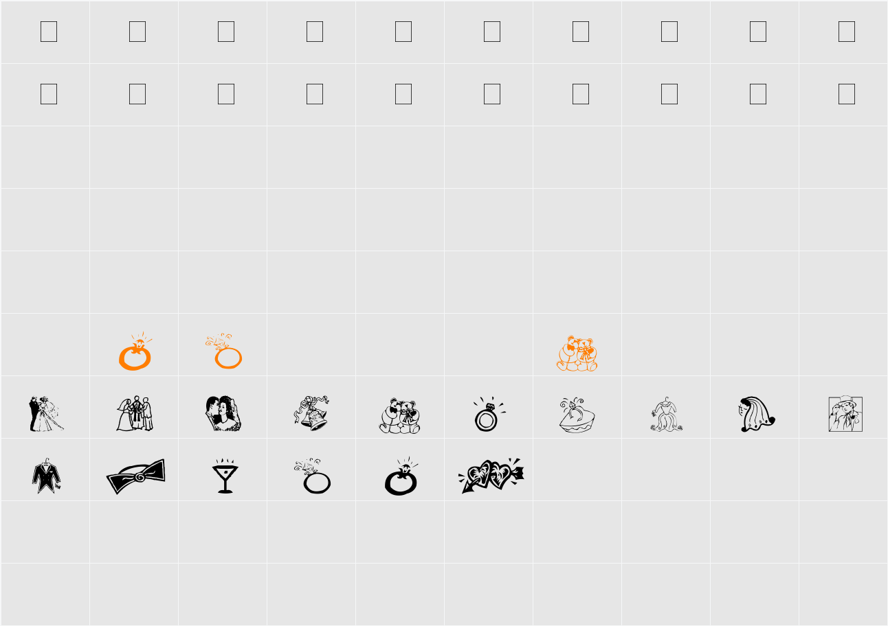 AEZ wedding dings Character Map