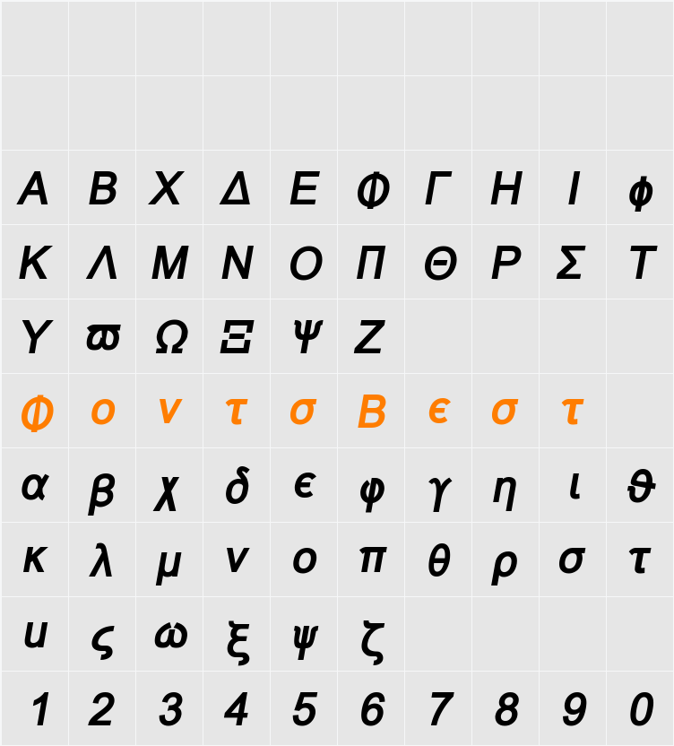 Naxos Character Map