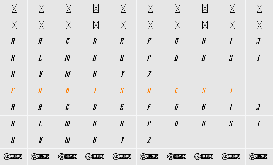 Blackjet Demo Character Map