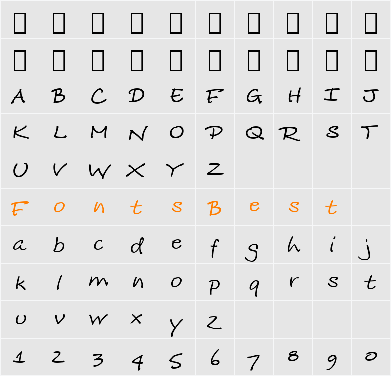 Mohawcs Note GD Character Map