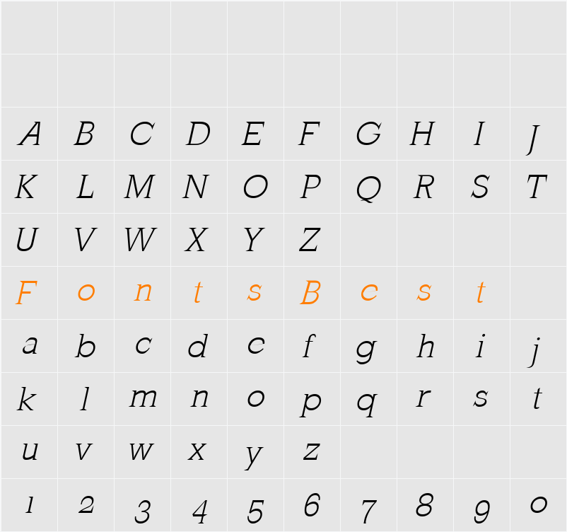 MkLatinLight Character Map
