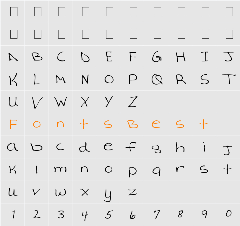 AverysHand Character Map