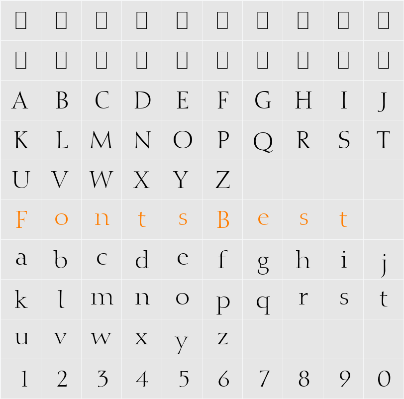 Cally 721 Character Map