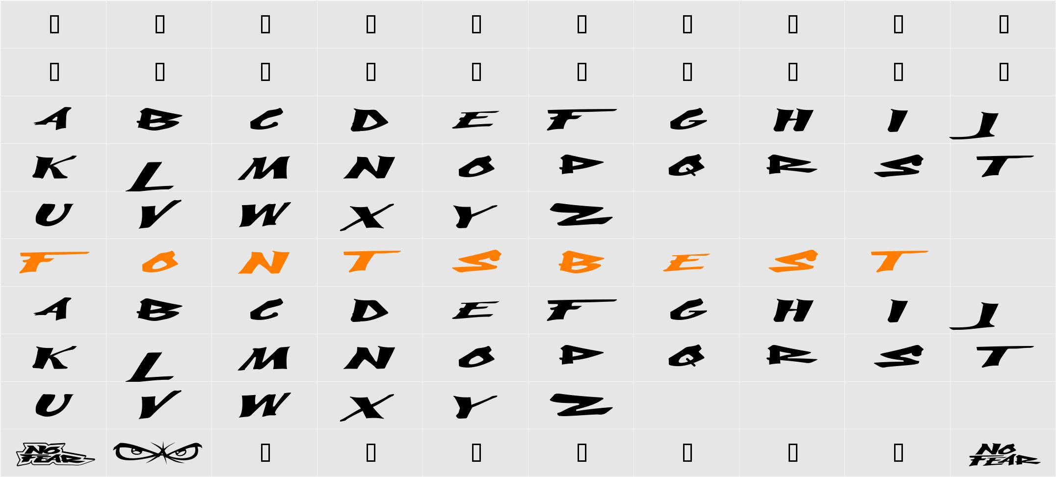 ABFNoFear Character Map