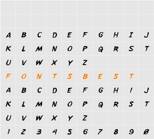 Flesh-Eating Comic Bold Italic Character Map