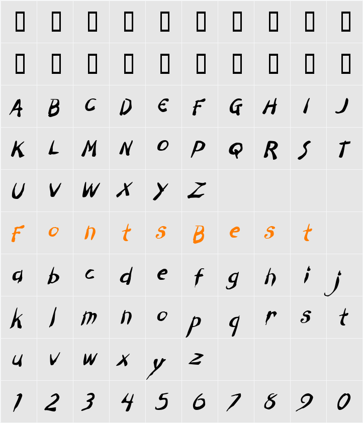 Dark Half BTN Character Map