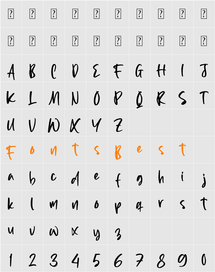 Allinda Light Character Map