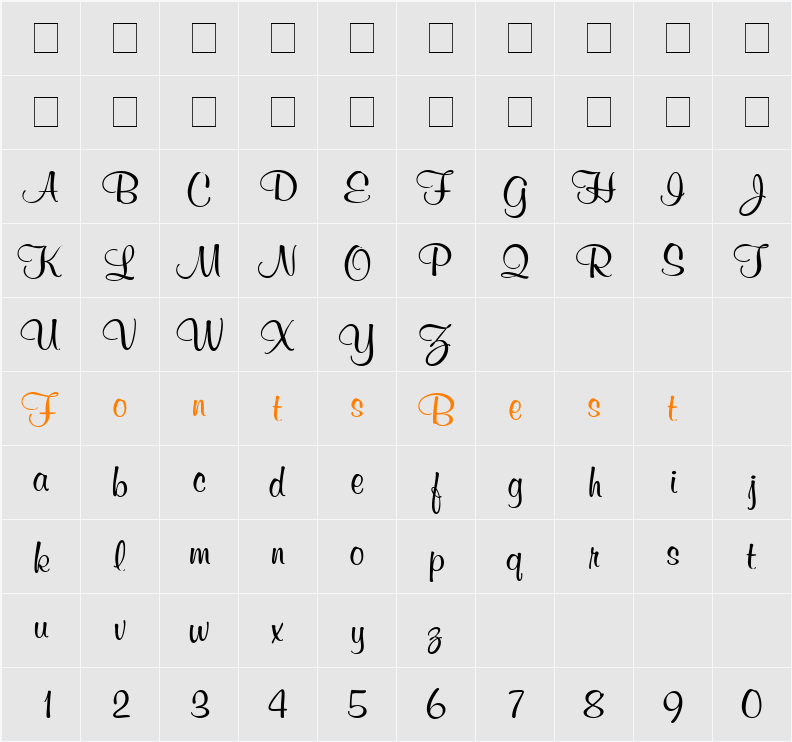 Murphy Script Character Map