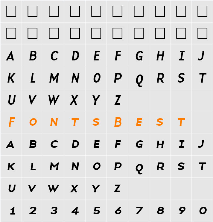BaseNineSmallCaps Character Map