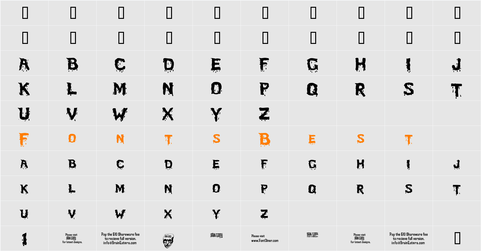 BloodFeastSW Character Map