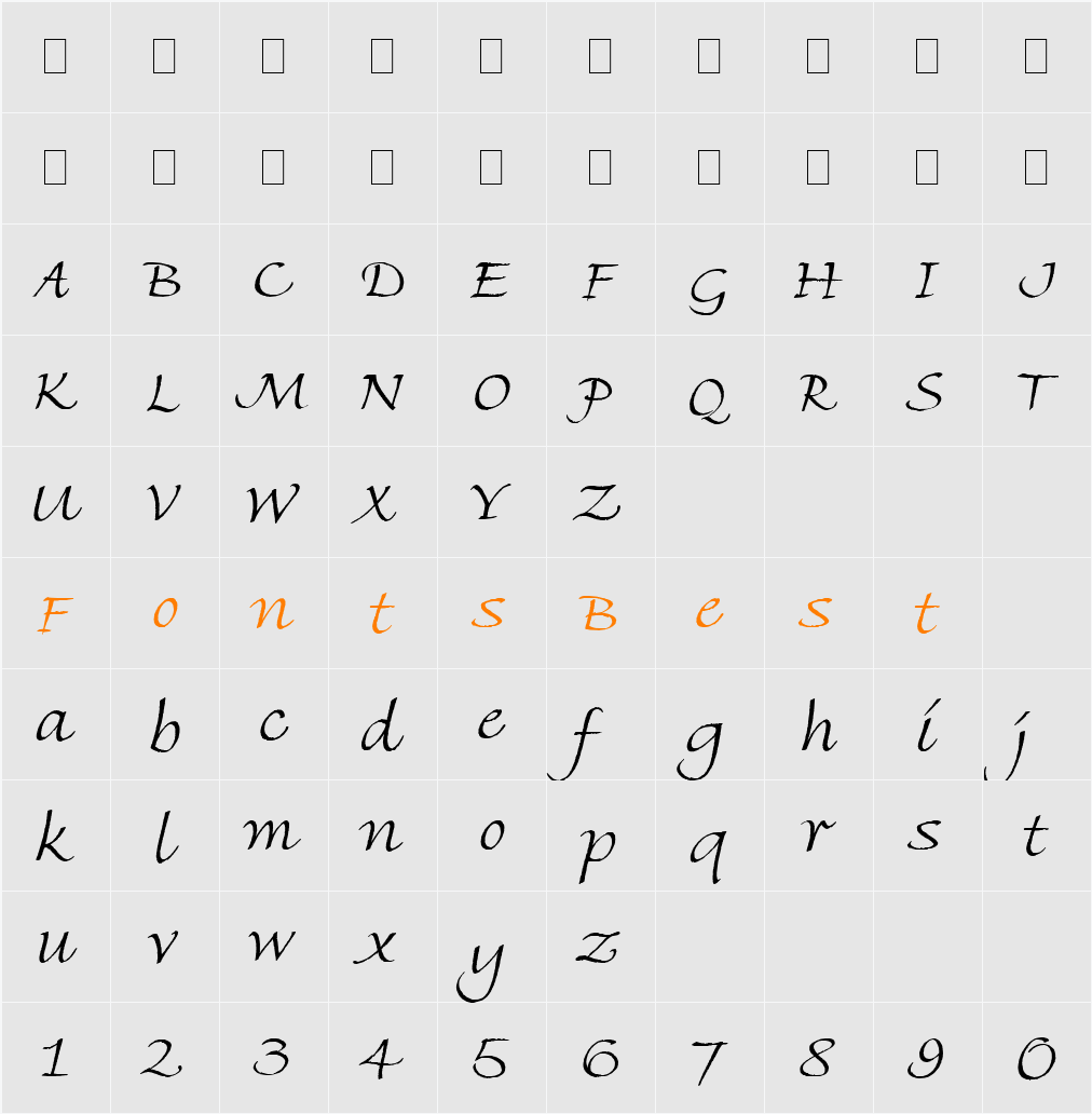 Fine Hand LET Character Map
