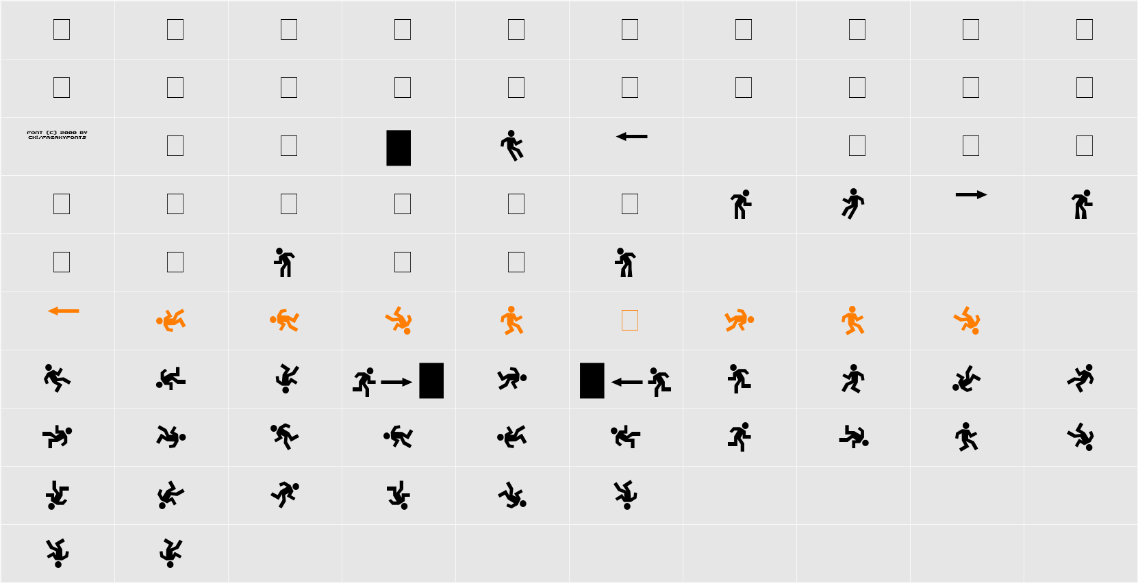 DanceFloor eXit Character Map
