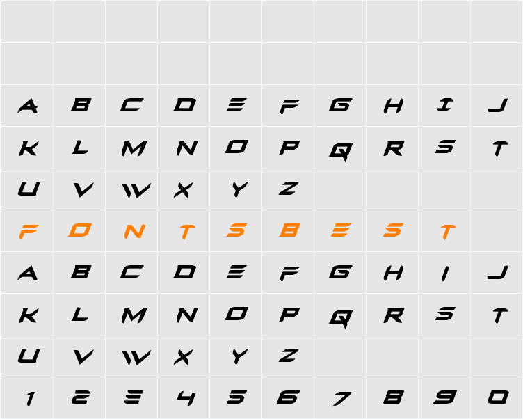 Ferret Face Bold Italic Character Map