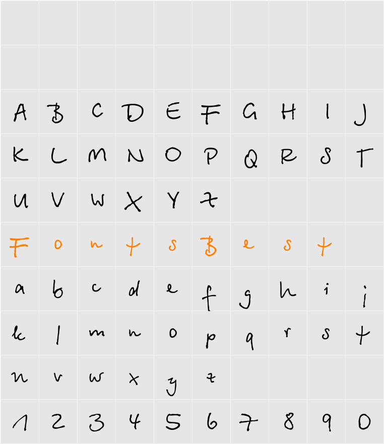 Betina Script Character Map