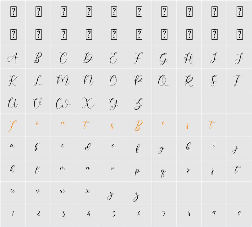 Belisha Character Map