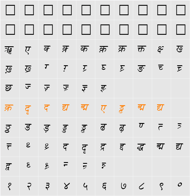 DV-TTSurekh Character Map