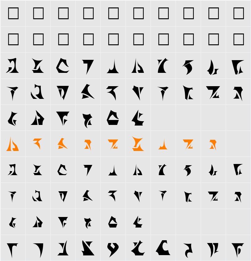 BernyKlingon Character Map
