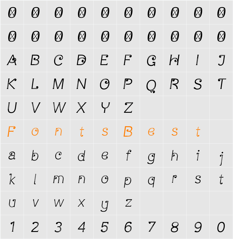 Arnoia Display Character Map