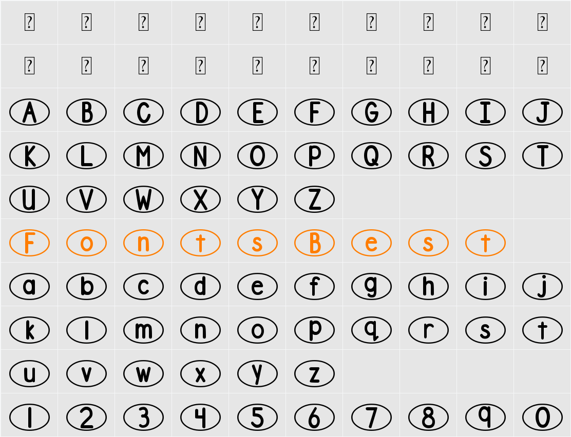 DJB Standardized Test Oval 2 Character Map