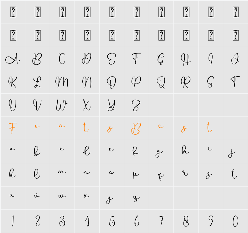 Allenisa - Personal Use Character Map