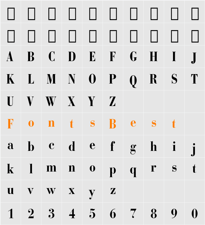 BauerBodni BdCn BT Character Map