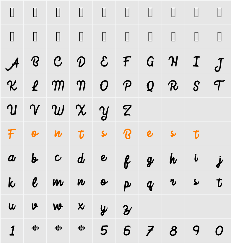 Baldmontfree Character Map