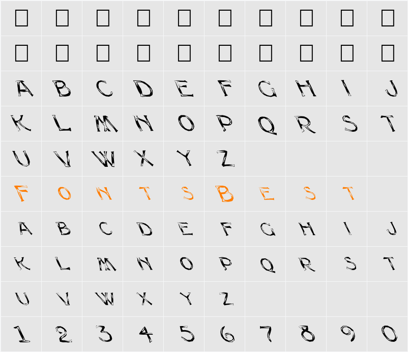 FZ UNIQUE 8 MANGLED LEFTY Character Map