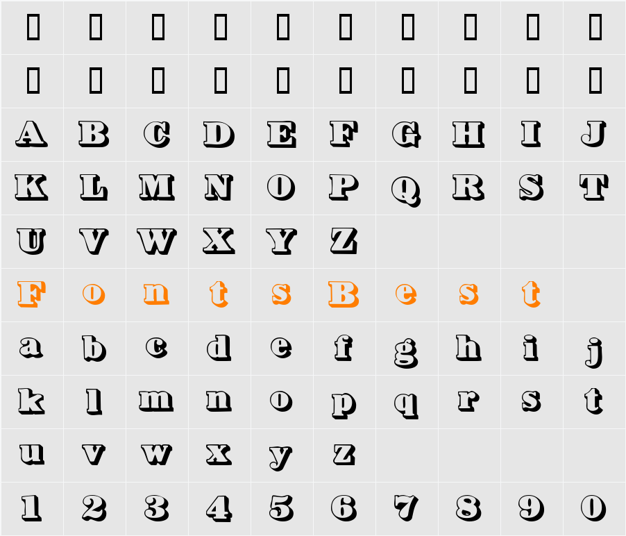 HankyShadow Character Map