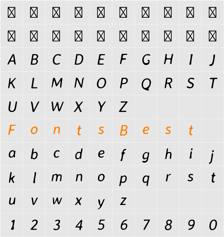 Averia Sans Libre Character Map